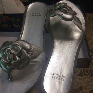 Clear Silver flower Stuart Weitzmam Sandles